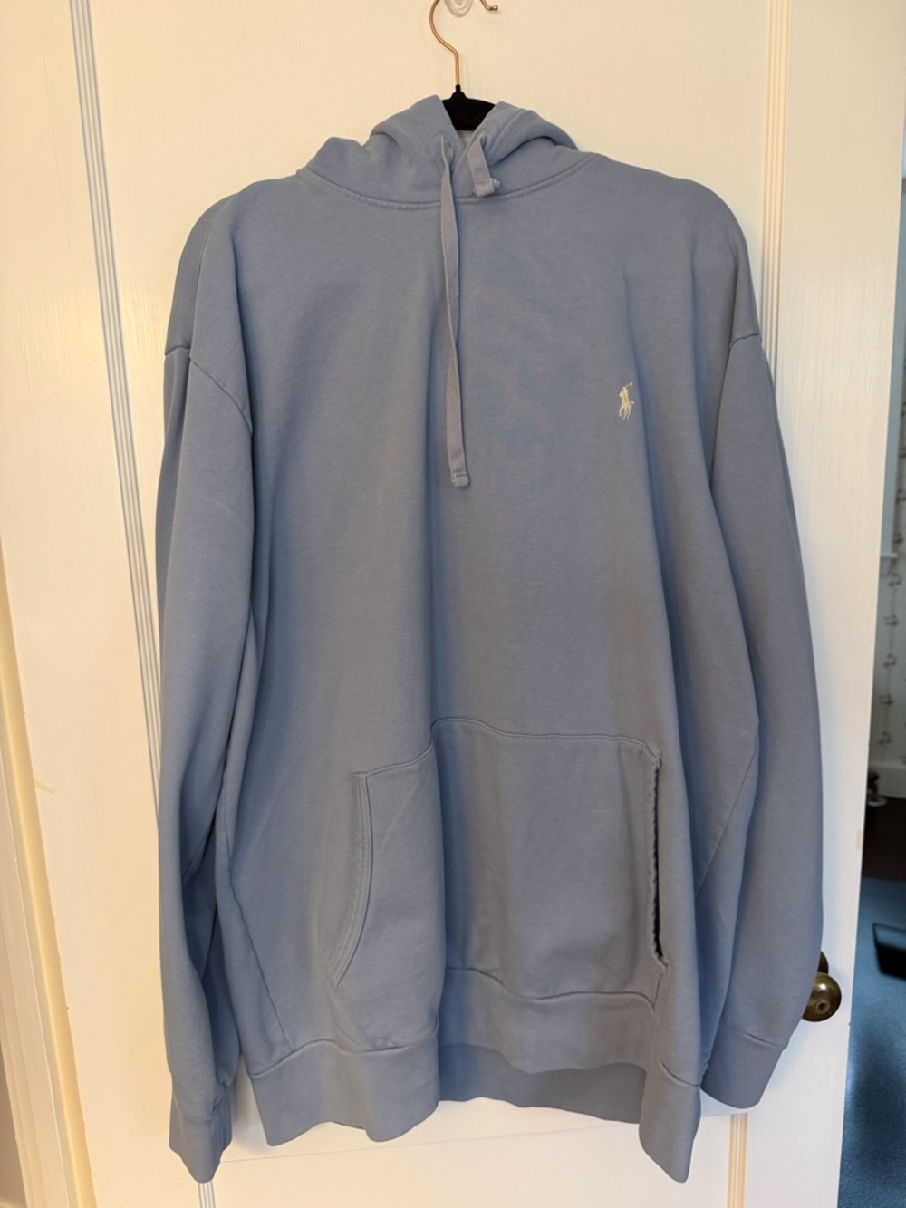 Men's Polo Ralph Lauren Light Blue Pullover Hoodie XLT Big/Tall Drawstring Hood